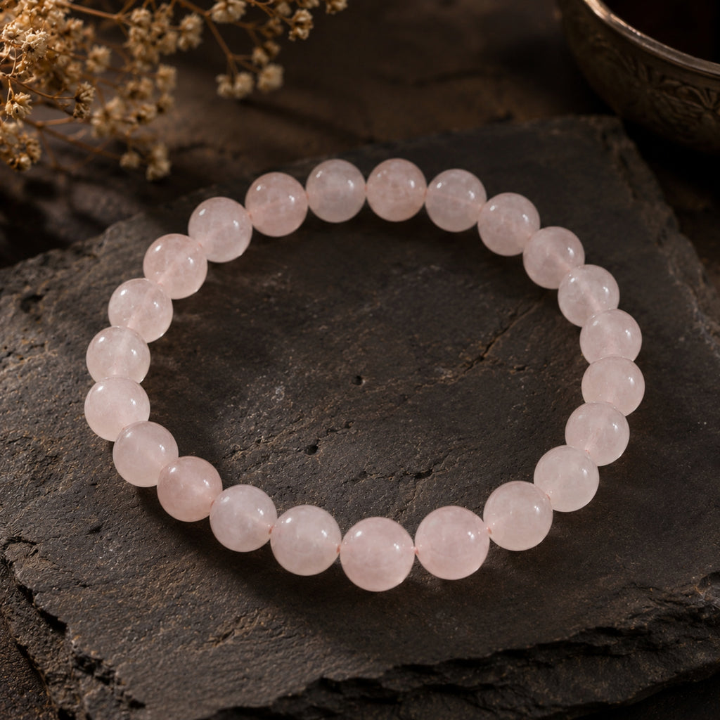 Rose Quartz Stone Bracelet Positive Energy & Love Crystal Bracelet BB1001