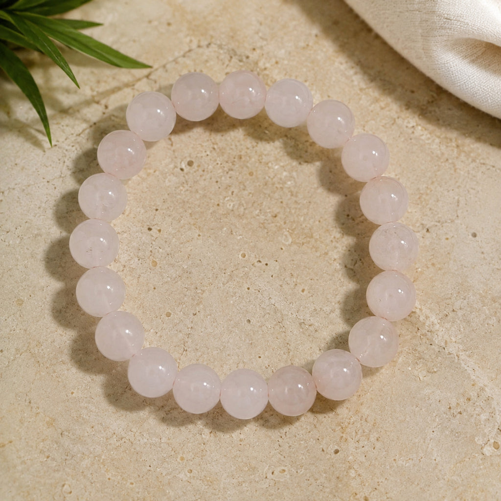 Rose Quartz Stone Bracelet Positive Energy & Love Crystal Bracelet BB1001
