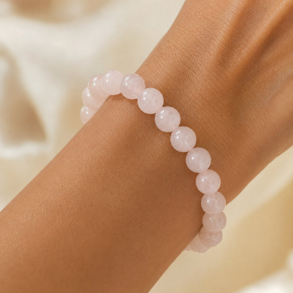 Rose Quartz Stone Bracelet Positive Energy & Love Crystal Bracelet BB1001