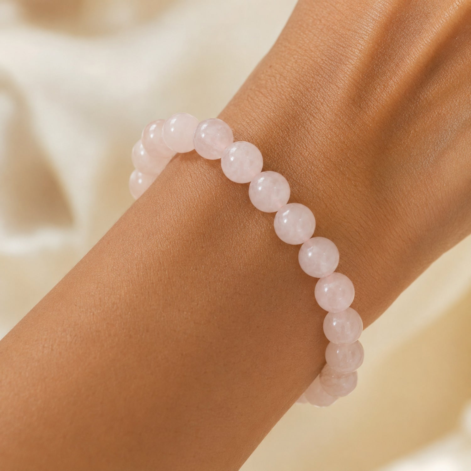 Rose Quartz Stone Bracelet Positive Energy & Love Crystal Bracelet BB1001