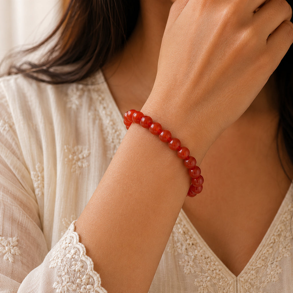 Natural Carnelian Beaded Bracelet for Men & Women 8mm Carnelian Crystal Stone Bracelet BB1002