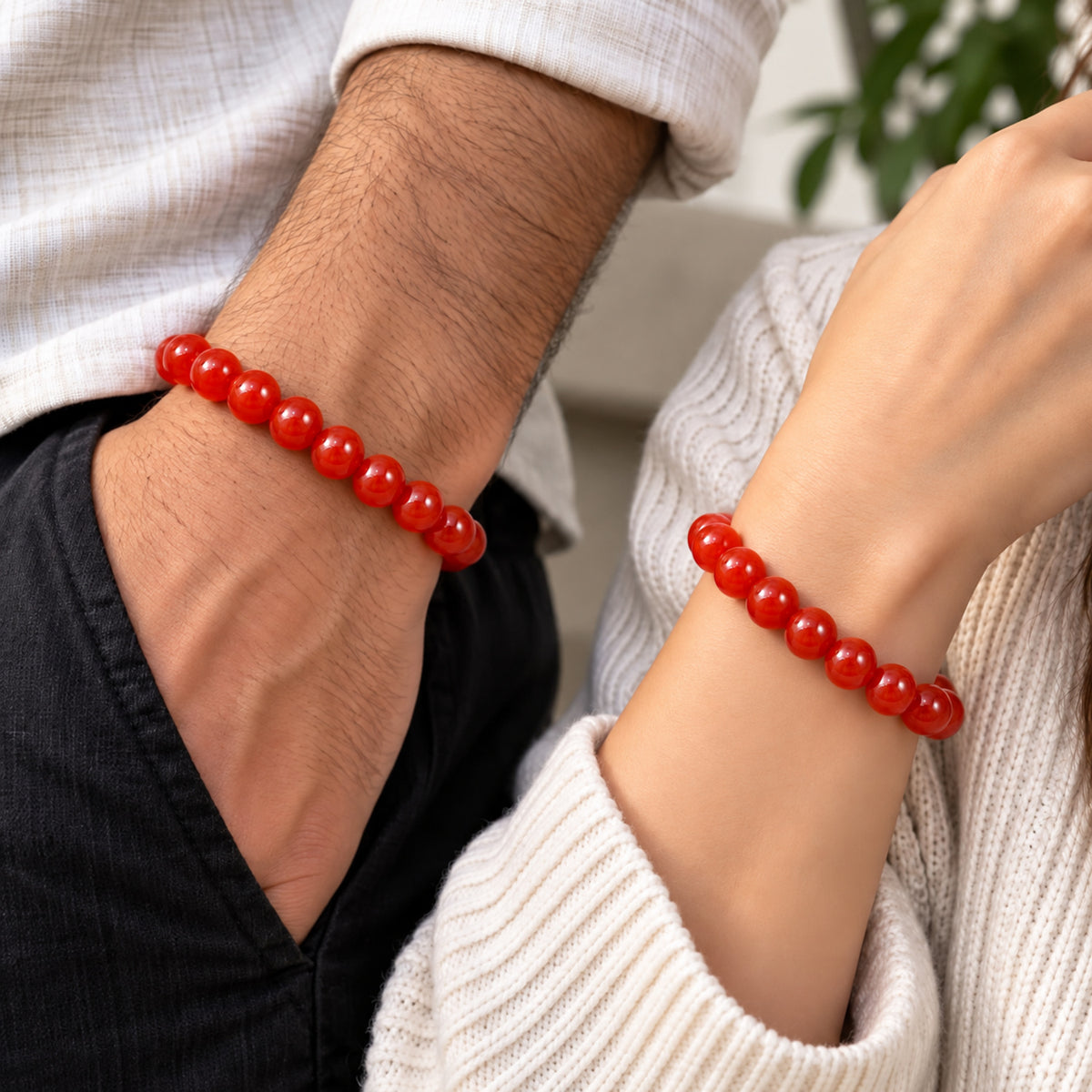 8mm Red Carnelian Crystal Stone Bracelet for Passion, Courage & Positive Energy BB1002
