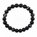 Natural Black Botswana Agate 8mm Black Gemstone Beaded Bracelet BB1003