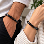 Natural Black Botswana Agate Beaded Bracelet for Protection, Strength & Grounding Energy BB1003