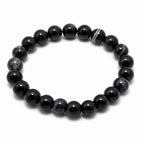 Natural Black Botswana Agate 8mm Black Gemstone Beaded Bracelet BB1003