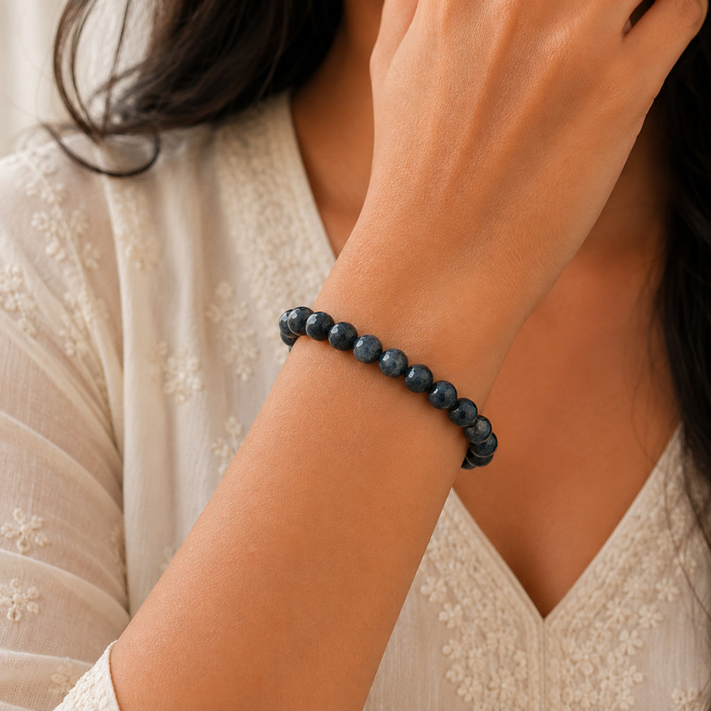 Natural Blue Obsidian Beads Stylish Crystal Bracelet for Men & Women BB1004