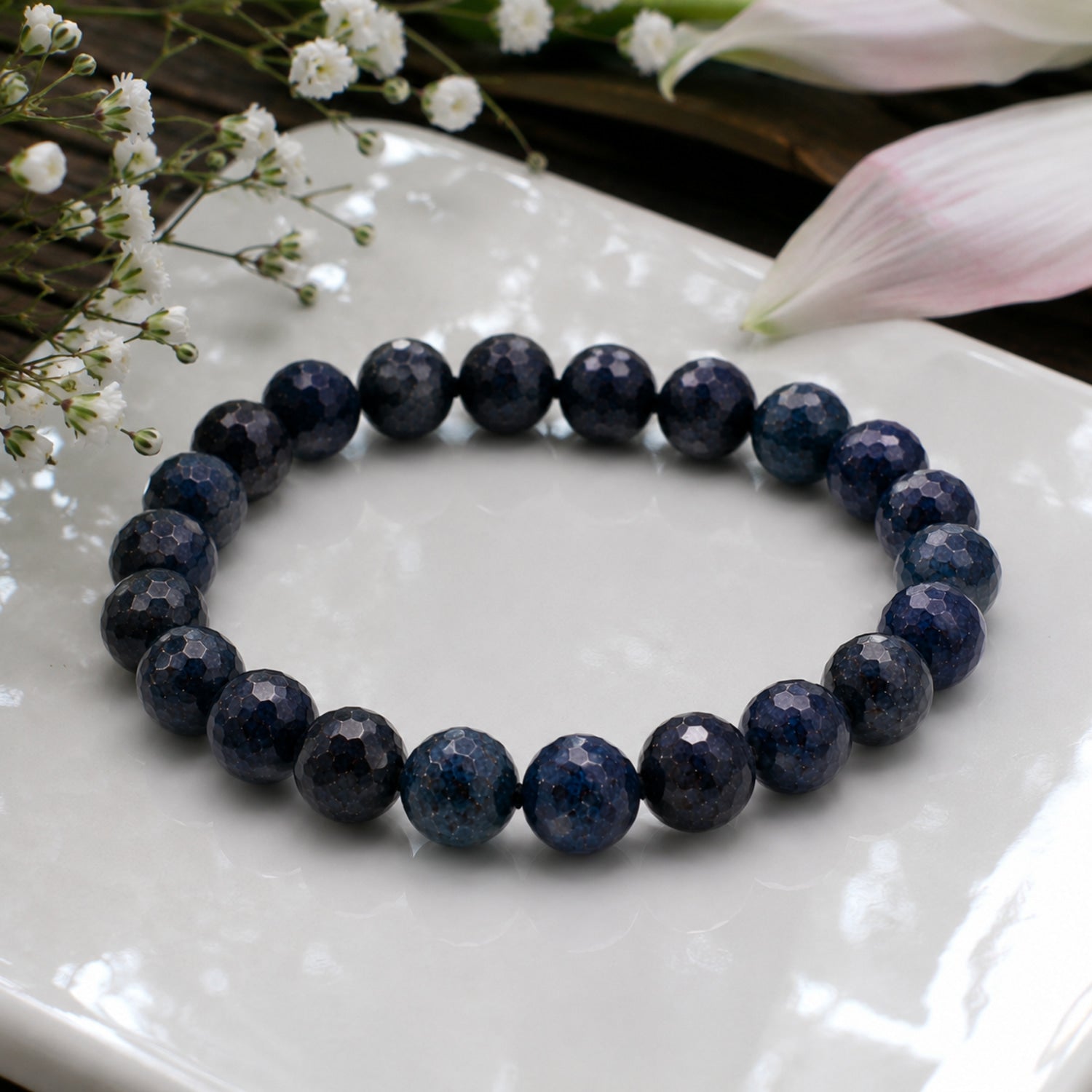 Natural Blue Obsidian Beads Stylish Crystal Bracelet for Men & Women BB1004