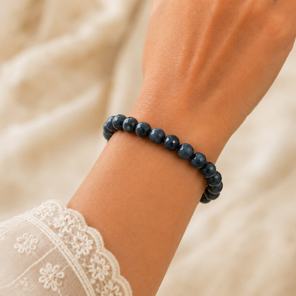 Natural Blue Obsidian Beads Stylish Crystal Bracelet for Men & Women BB1004