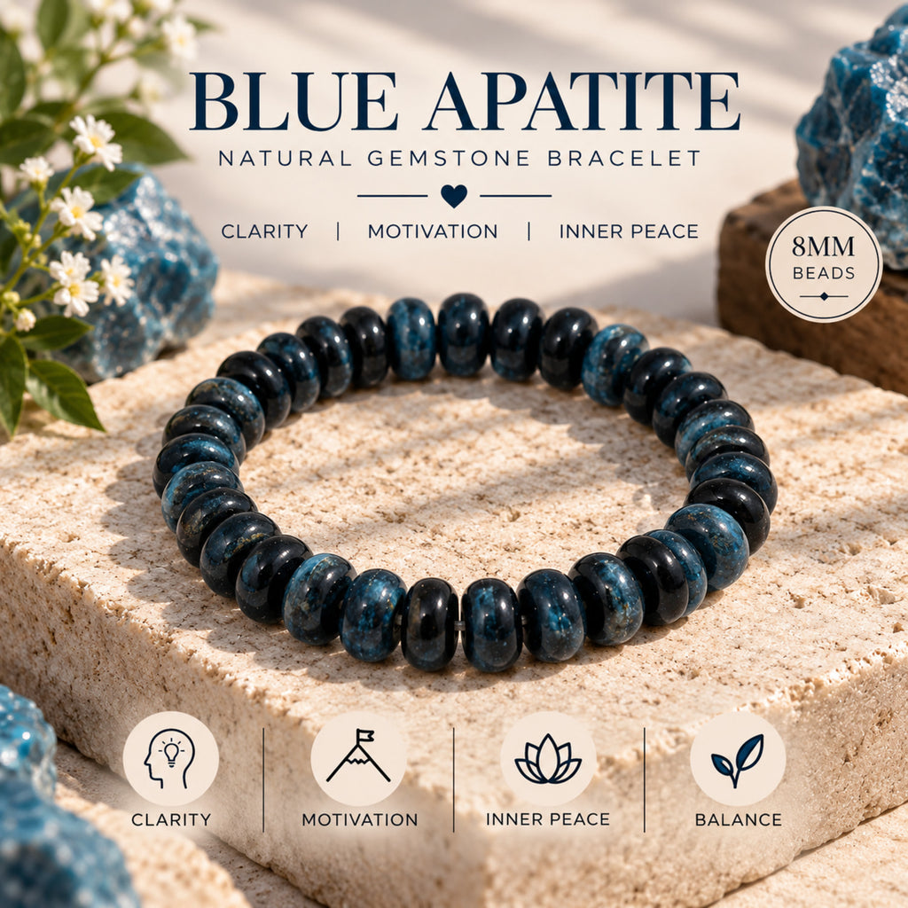 Natural Blue Kyanite Beaded Bracelet for Clarity, Motivation & Inner Peace BB1005
