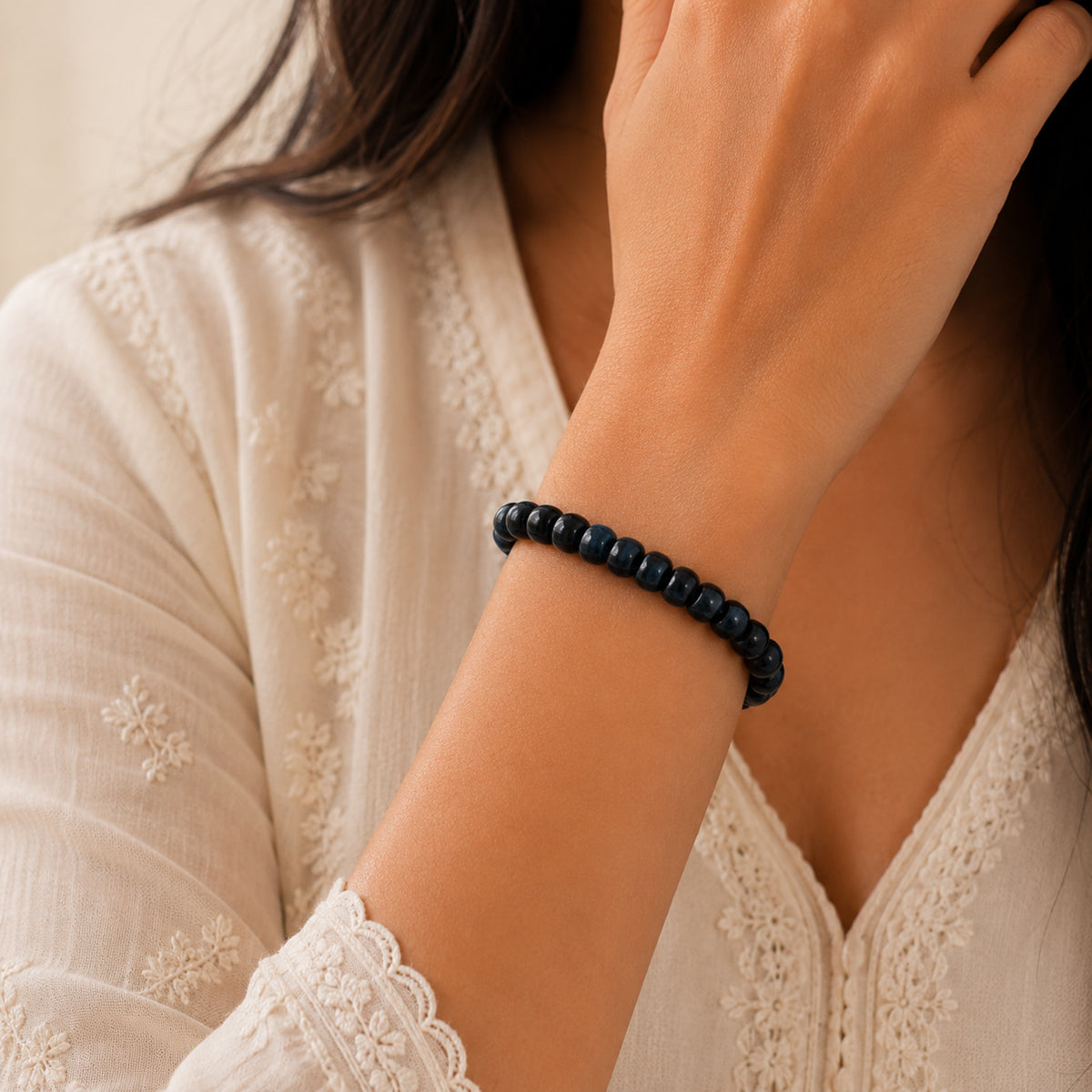 Natural Blue Kyanite Premium Gemstone Beads Bracelet for Men & Women BB1005
