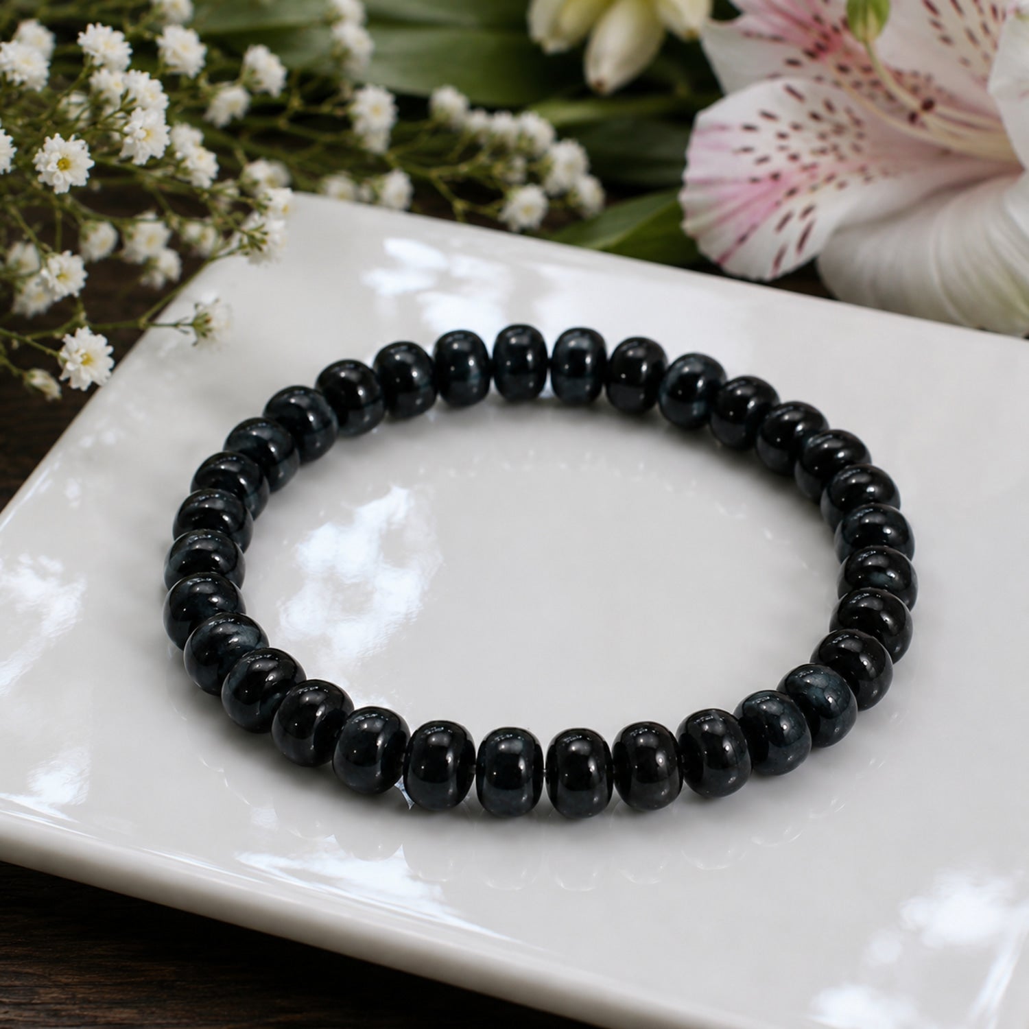Natural Blue Kyanite Premium Gemstone Beads Bracelet for Men & Women BB1005
