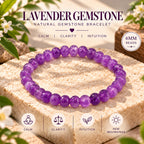 Natural Lavender Jade Beaded Bracelet for Calm, Clarity & Intuition BB1006