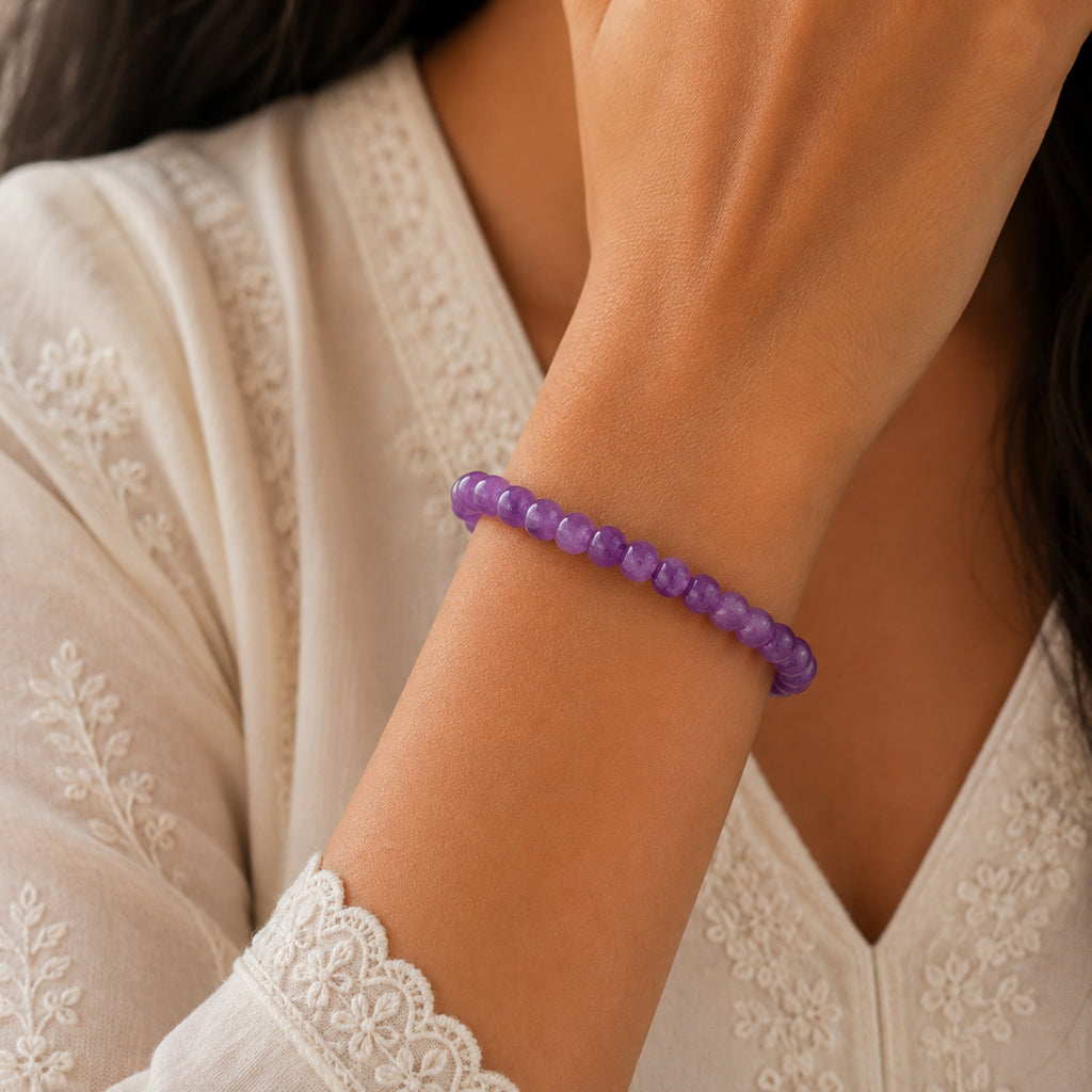Natural Lavender Jade Purple Gemstone Beaded Crystal Bracelet BB1006