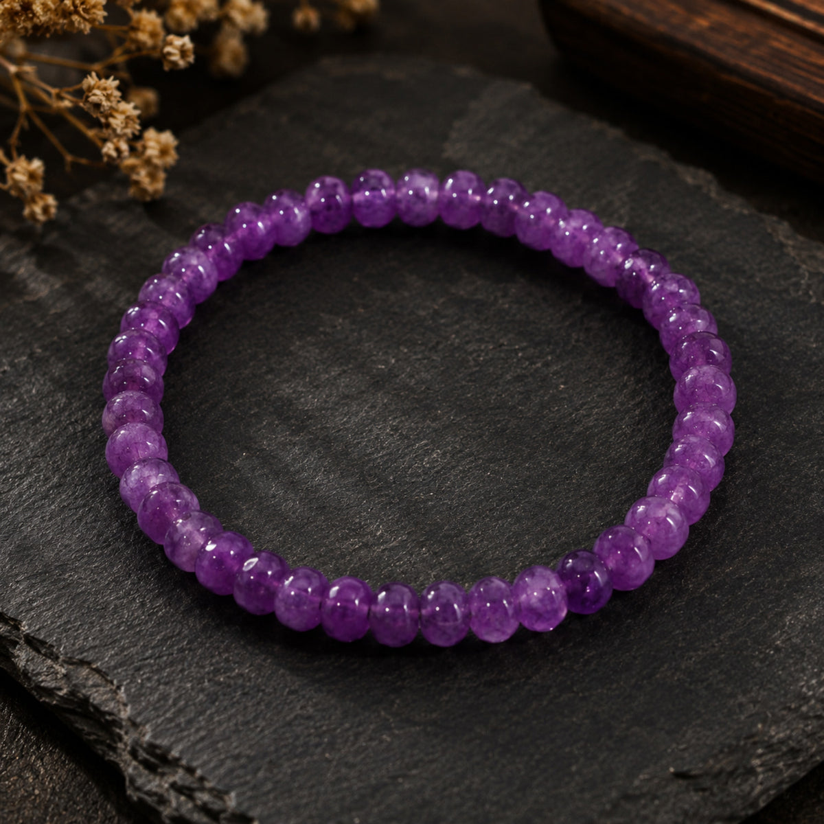 Natural Lavender Jade Purple Gemstone Beaded Crystal Bracelet BB1006