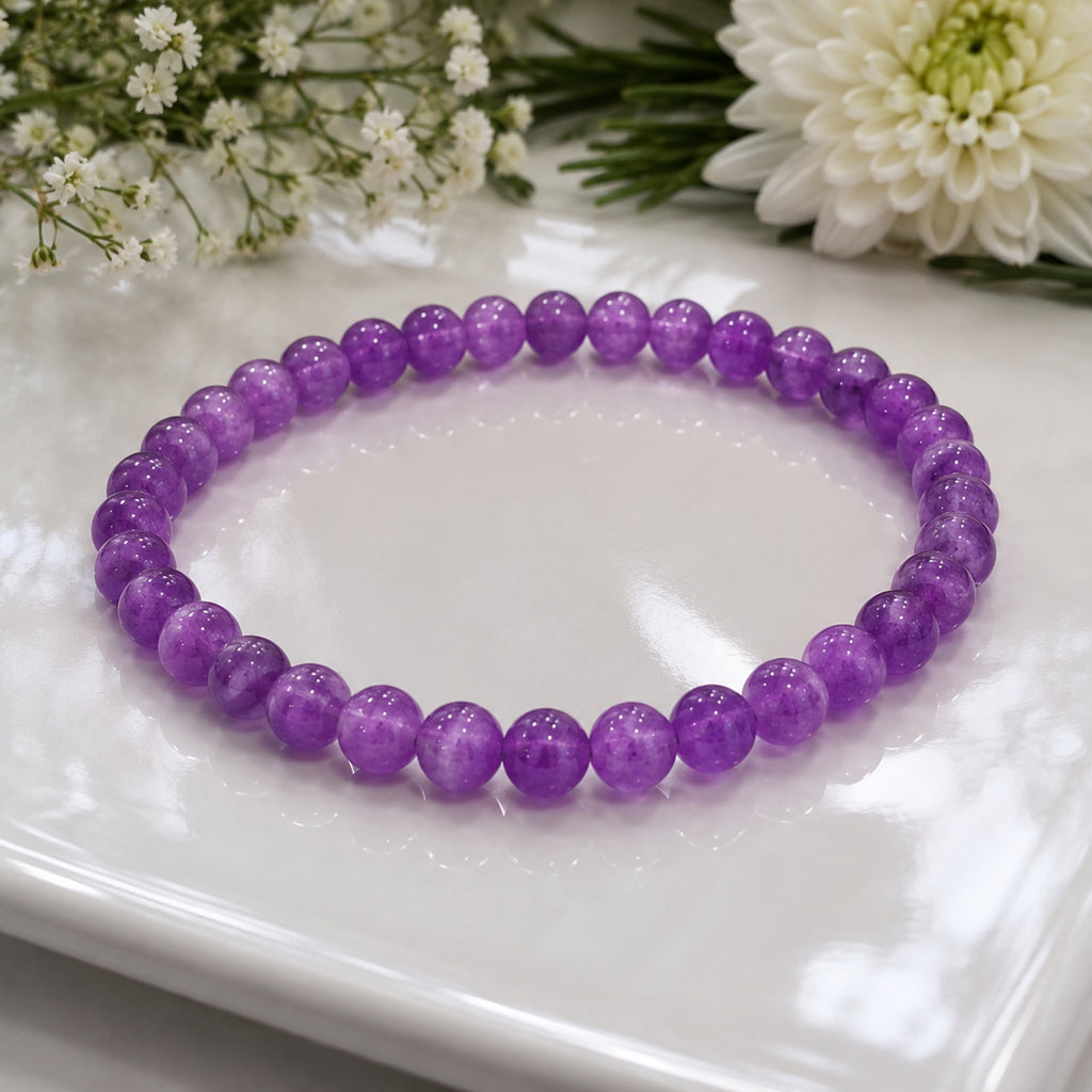 Natural Lavender Jade Purple Gemstone Beaded Crystal Bracelet BB1006
