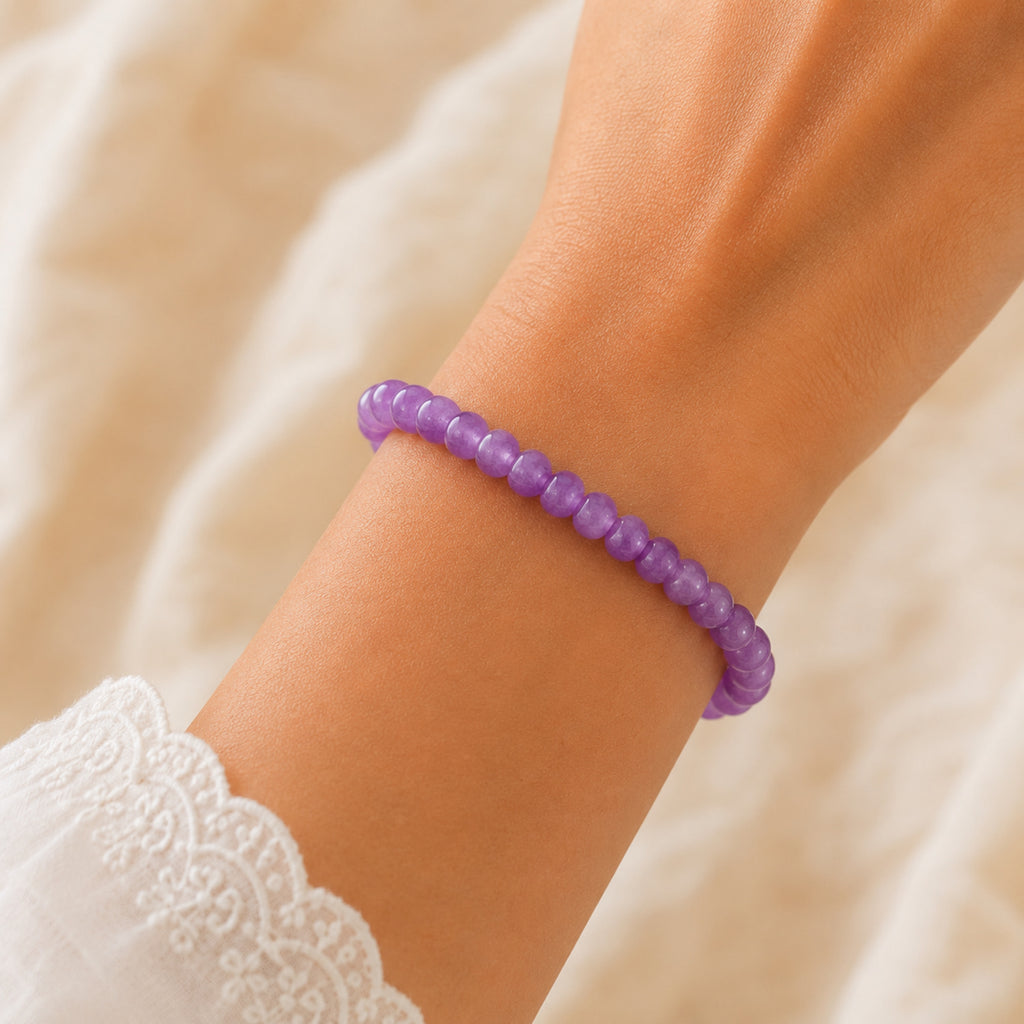 Natural Lavender Jade Purple Gemstone Beaded Crystal Bracelet BB1006