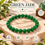 Natural Green Jade Bracelet for Harmony, Balance & Growth BB1007