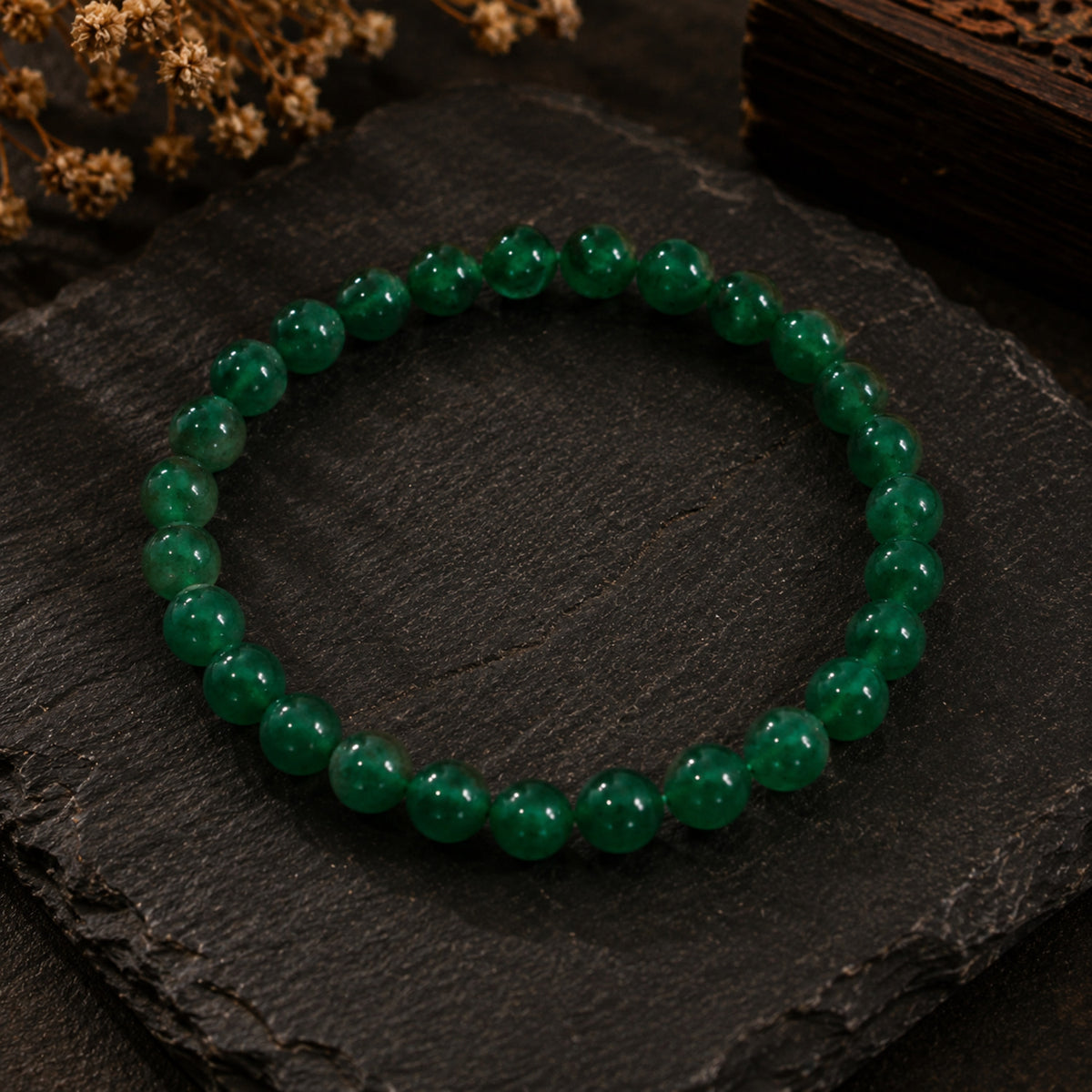 Natural Green Jade Premium Green Gemstone Beaded Bracelet for Men & Women BB1007
