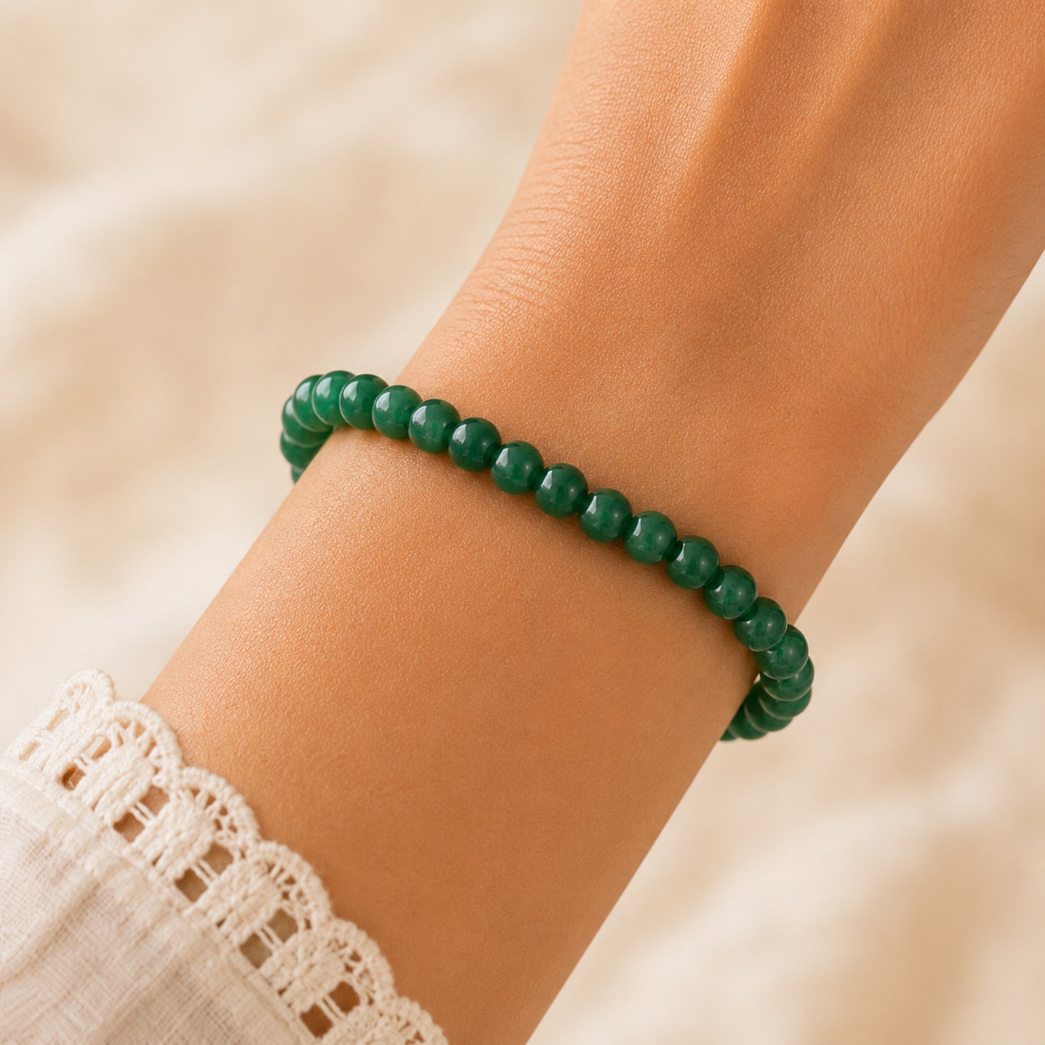 Natural Green Jade Premium Green Gemstone Beaded Bracelet for Men & Women BB1007