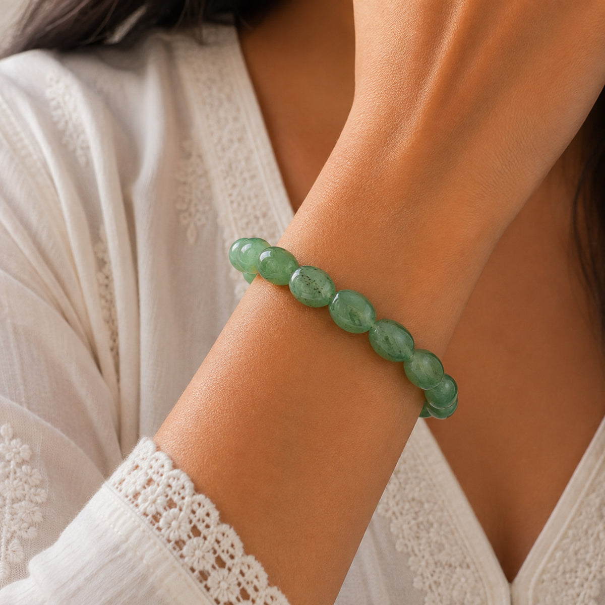 Natural Green Aventurine Gemstone Crystal Beaded Bracelet for Men & Women BB1008