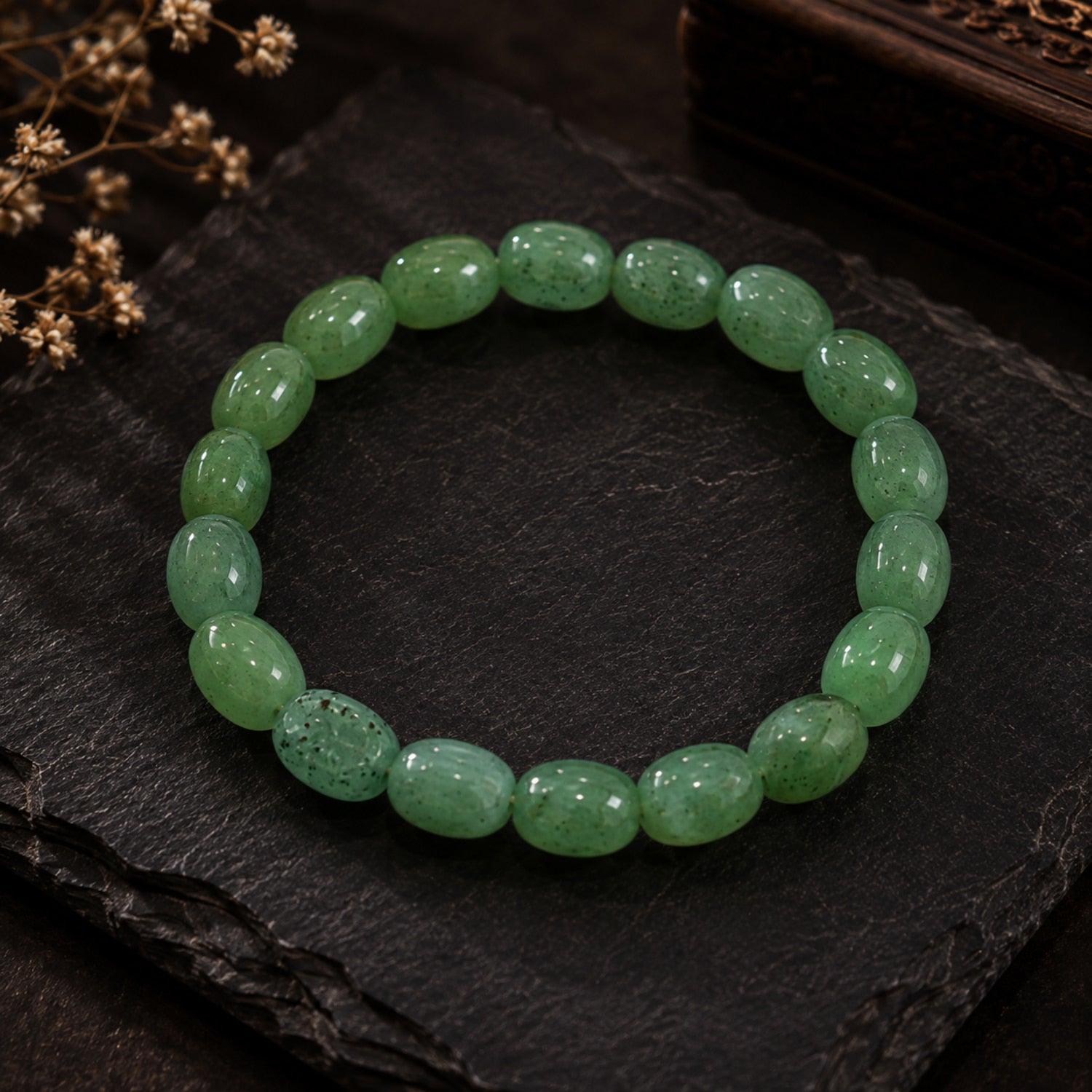 Natural Green Aventurine Gemstone Crystal Beaded Bracelet for Men & Women BB1008