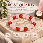 Natural Rose Quartz & Carnelian Bracelet for Love, Compassion & Positive Energy BB1009