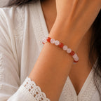 Natural Rose Quartz & Carnelian Pink & Red Gemstone Crystal Beaded Bracelet for Men & Women BB1009