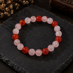 Natural Rose Quartz & Carnelian Pink & Red Gemstone Crystal Beaded Bracelet for Men & Women BB1009