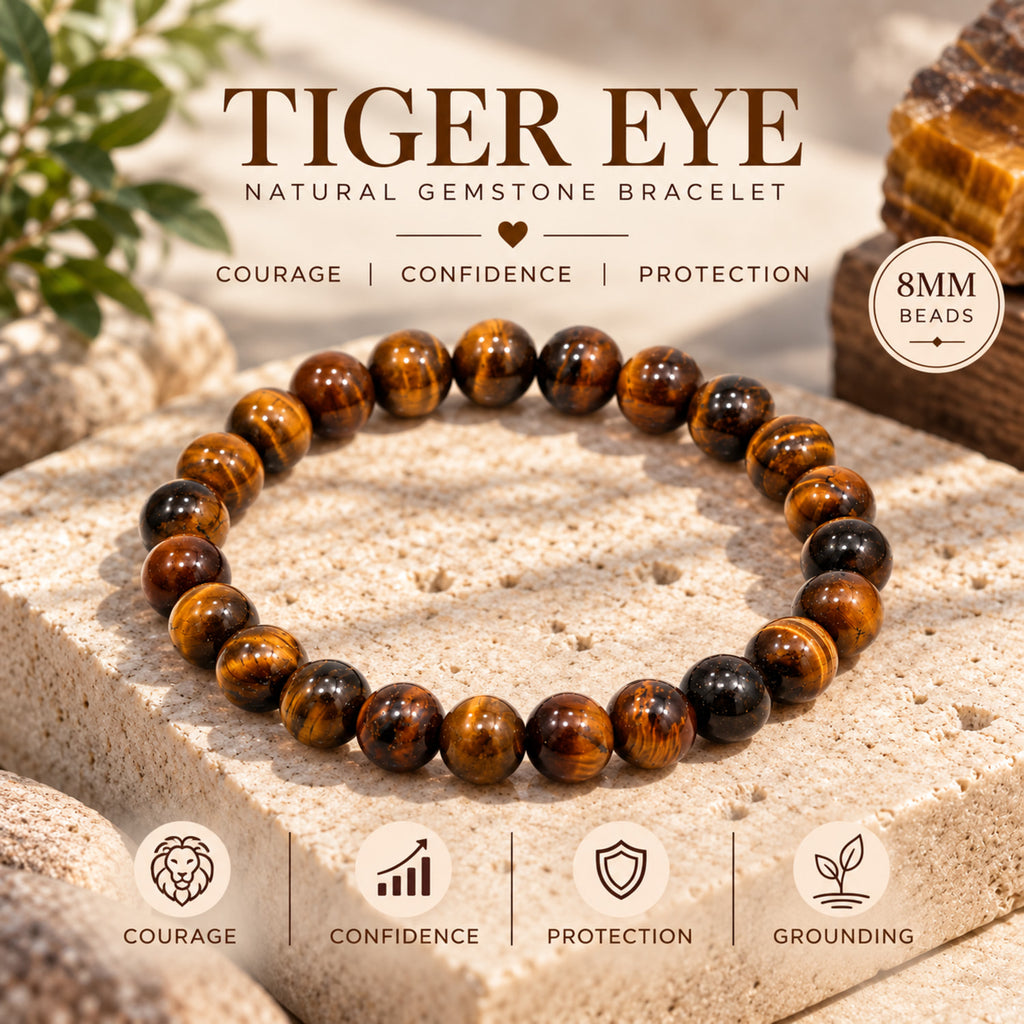 Natural Tiger Eye Bracelet for Courage, Confidence & Protection BB1010