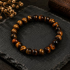 Natural Tiger Eye Brown Crystal Beaded Gemstone Bracelet BB1010