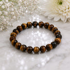 Natural Tiger Eye Brown Crystal Beaded Gemstone Bracelet BB1010