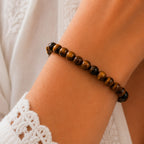 Natural Tiger Eye Brown Crystal Beaded Gemstone Bracelet BB1010