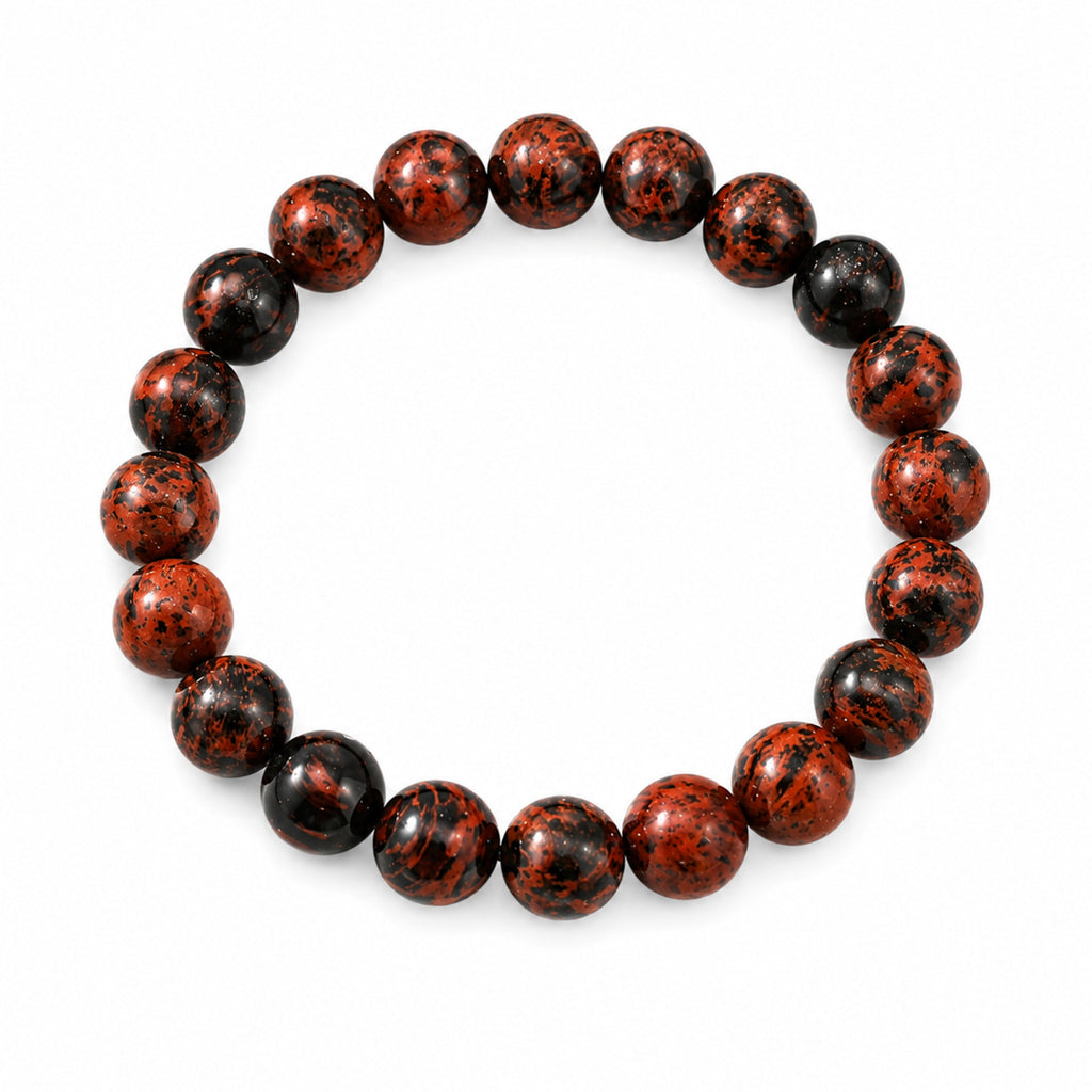 Natural Mahogany Jasper Brown & Red Gemstone Beaded Bracelet BB1011