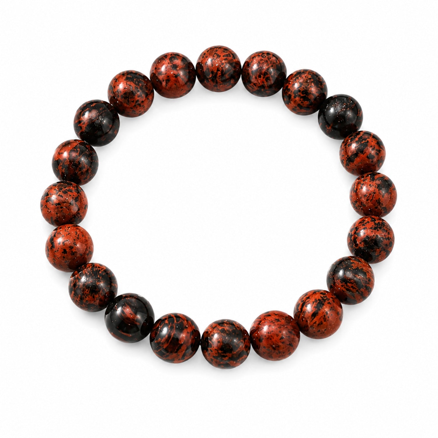 Natural Mahogany Jasper Brown & Red Gemstone Beaded Bracelet BB1011