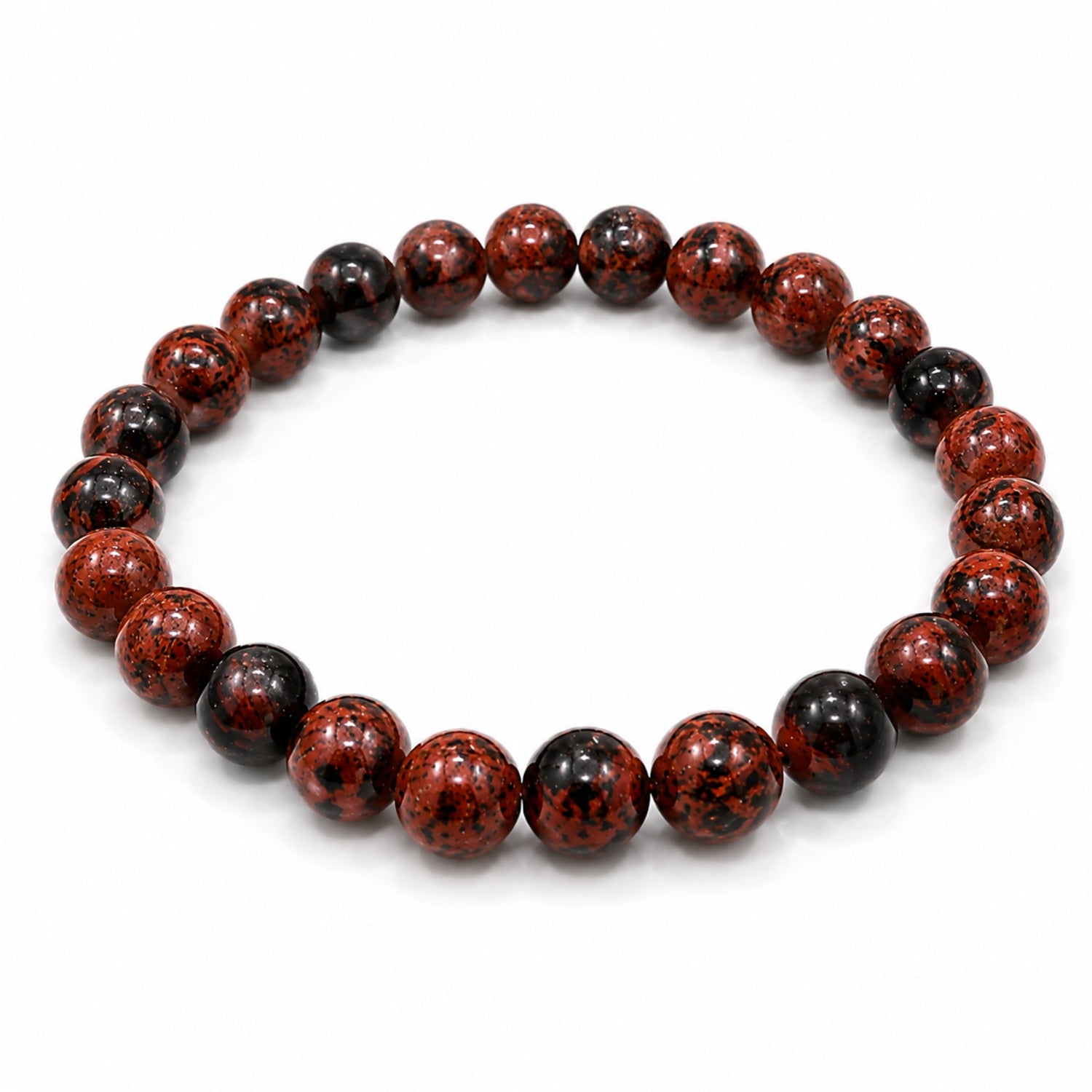 Natural Mahogany Jasper Brown & Red Gemstone Beaded Bracelet BB1011