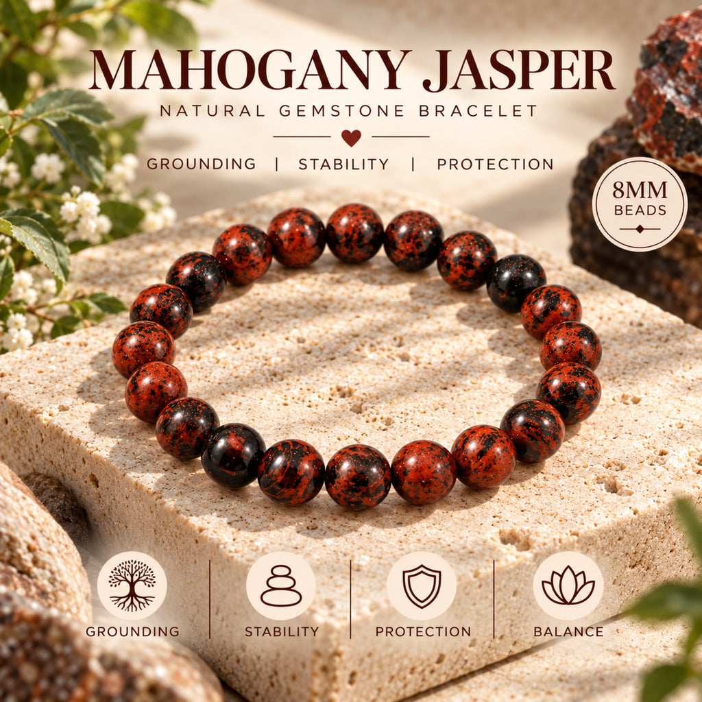Natural Mahogany Jasper Bracelet for Grounding, Stability & Protection BB1011