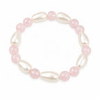 Natural Pink Rose Quartz & Pearl Premium Gemstone Beads Bracelet for Men & Women BB1013