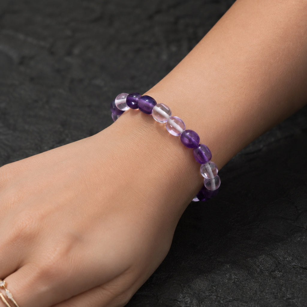 Natural Purple Amethyst Premium Gemstone Beads Bracelet for Men & Women BB1014