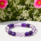 Natural Purple Amethyst Premium Gemstone Beads Bracelet for Men & Women BB1014