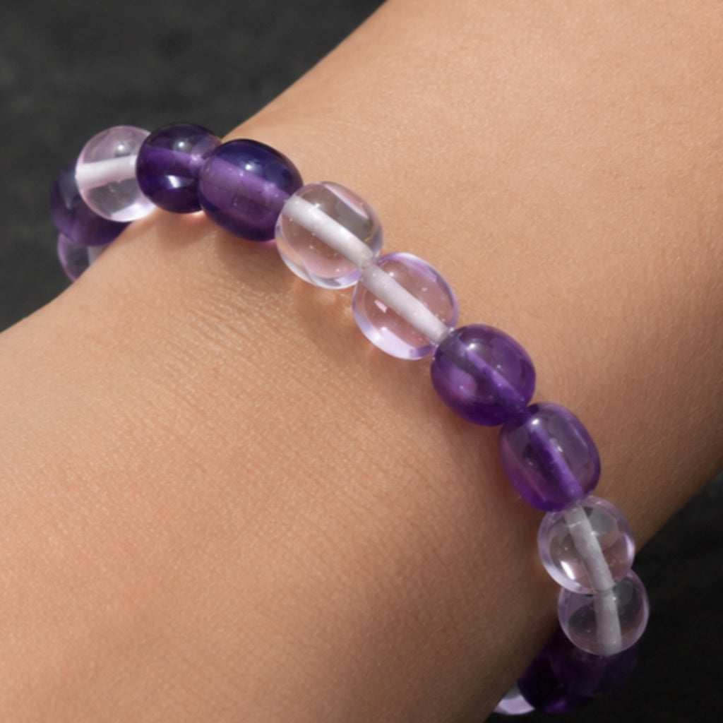 Natural Purple Amethyst Premium Gemstone Beads Bracelet for Men & Women BB1014