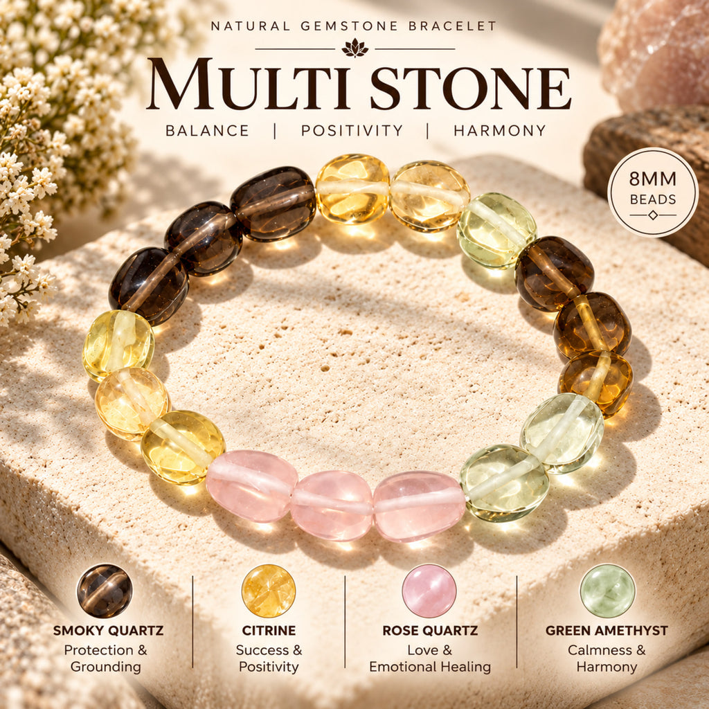 Natural Multicolor Gemstone Bracelet for Protection, Success & Positive Energy BB1015