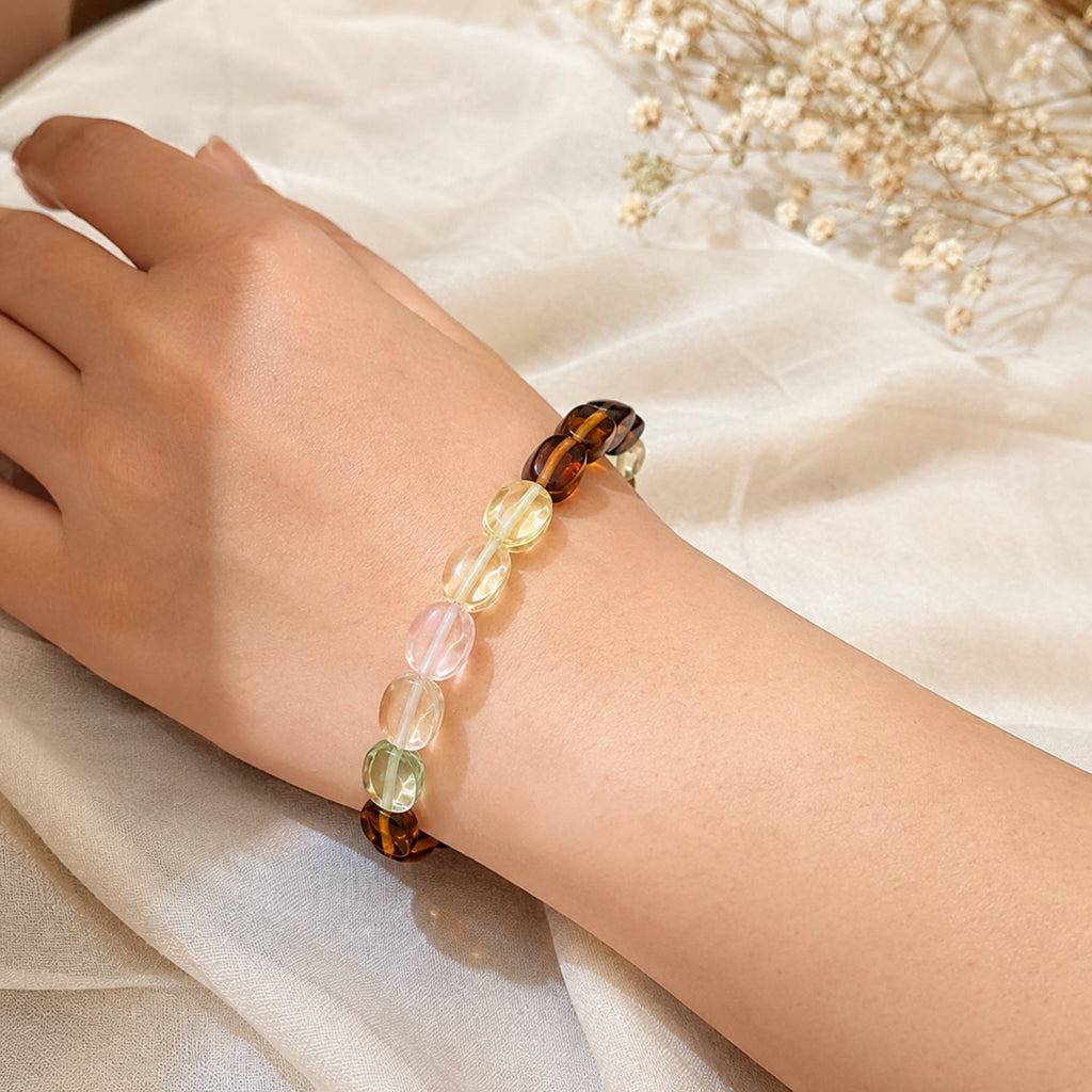 Natural Multicolor Gemstone Mixed Crystal Beaded Bracelet for Men & Women BB1015