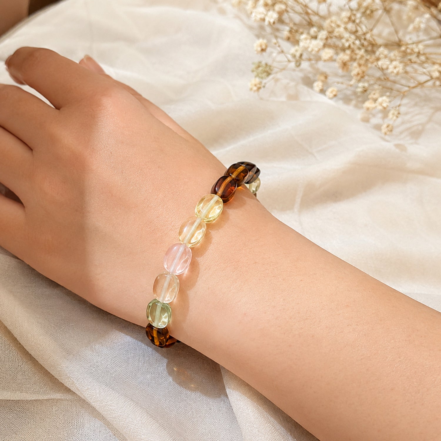 Natural Multicolor Gemstone Mixed Crystal Beaded Bracelet for Men & Women BB1015