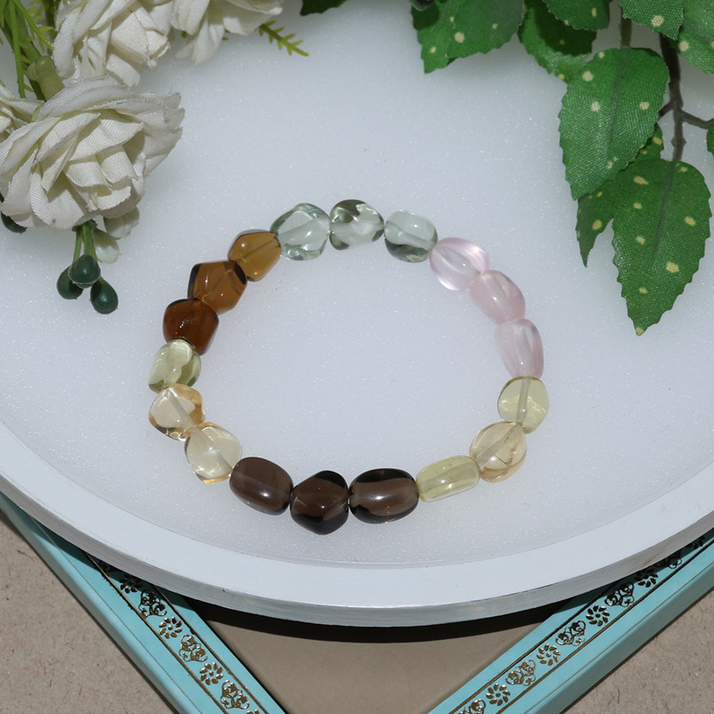 Natural Multicolor Gemstone Mixed Crystal Beaded Bracelet for Men & Women BB1015