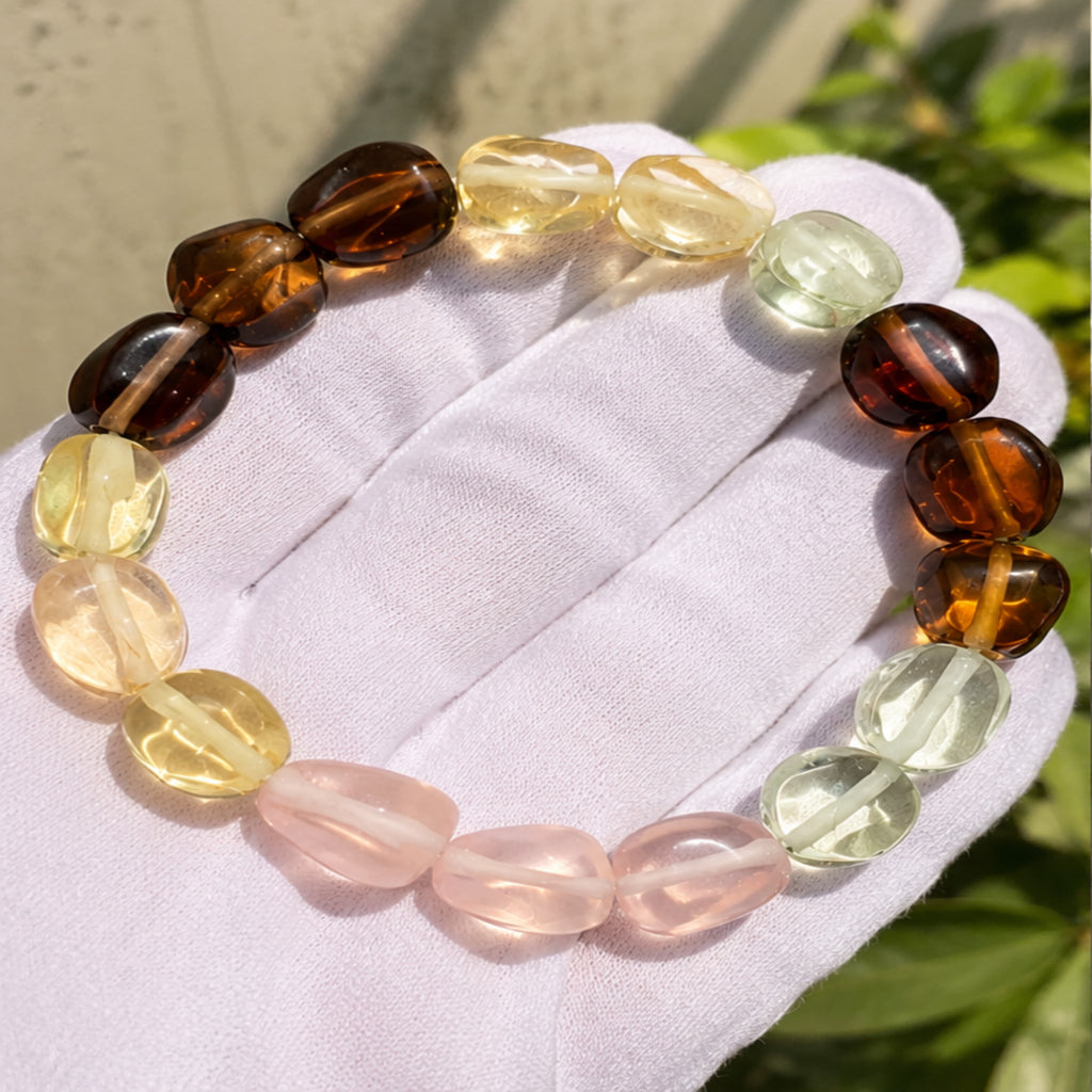 Natural Multicolor Gemstone Mixed Crystal Beaded Bracelet for Men & Women BB1015