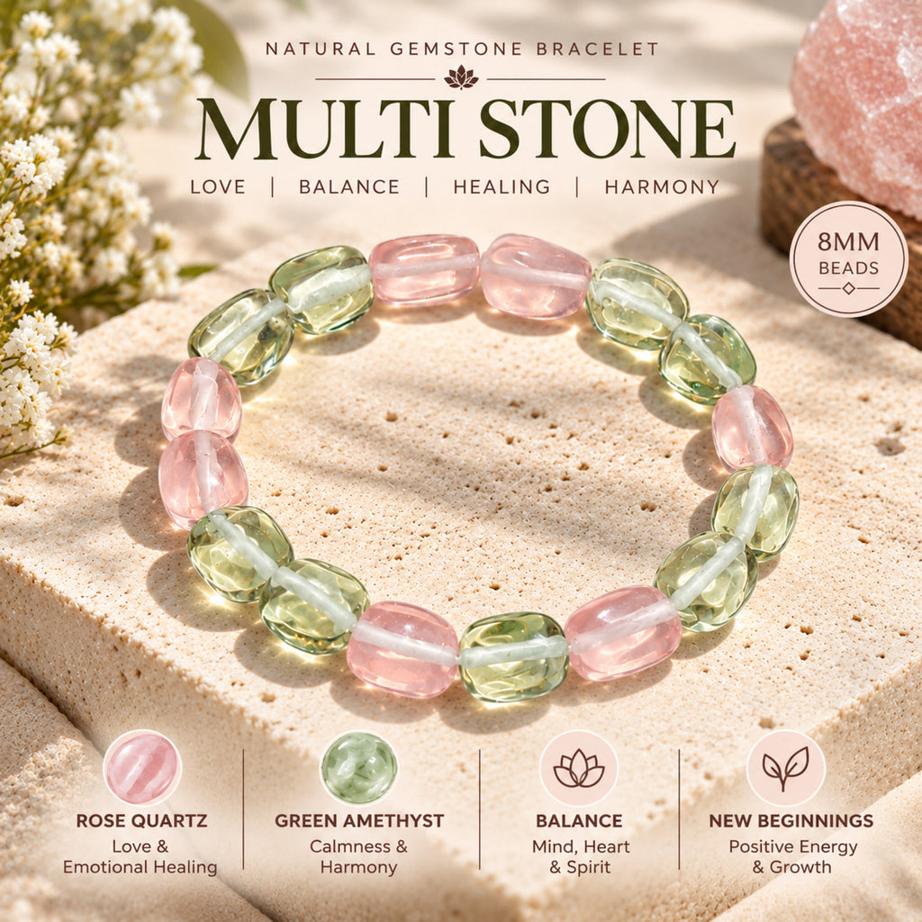 Natural Multicolor Gemstone Bracelet for Love, Balance & Positive Energy BB1017
