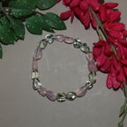 Natural Multicolor Gemstone Pink Green & Clear Crystal Beaded Bracelet BB1017