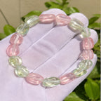 Natural Multicolor Gemstone Pink Green & Clear Crystal Beaded Bracelet BB1017