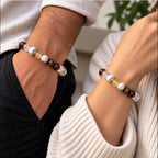 Natural Howlite, Rutilated Quartz, Clear Quartz & Tiger Eye Crystal Beaded Bracelet for Communication, Confidence & Mental Clarity BB1019