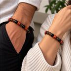 Natural Black Onyx, Smoky Quartz & Red Jasper Beaded Bracelet – Healing Crystal Stone Bracelet for Men & Women BB1022_A
